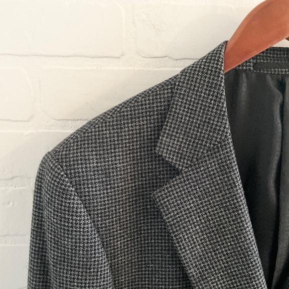 Vintage Men’s Blazer Tweed Houndstooth Gray Black Single Breast Wool Bamboo 44R - Picture 7 of 16